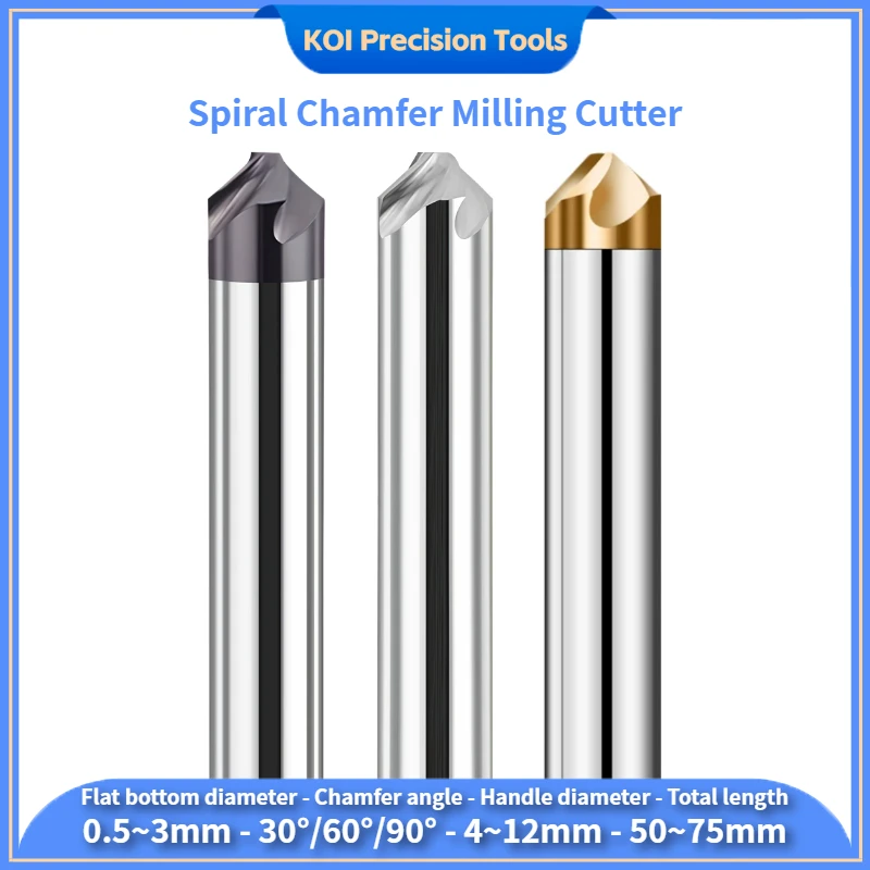 High Gloss For Inner Hole Deburring Chamfer End Mills Carbide Spiral-Groove Chamfer Deburring Milling Cutter For Stainless Steel