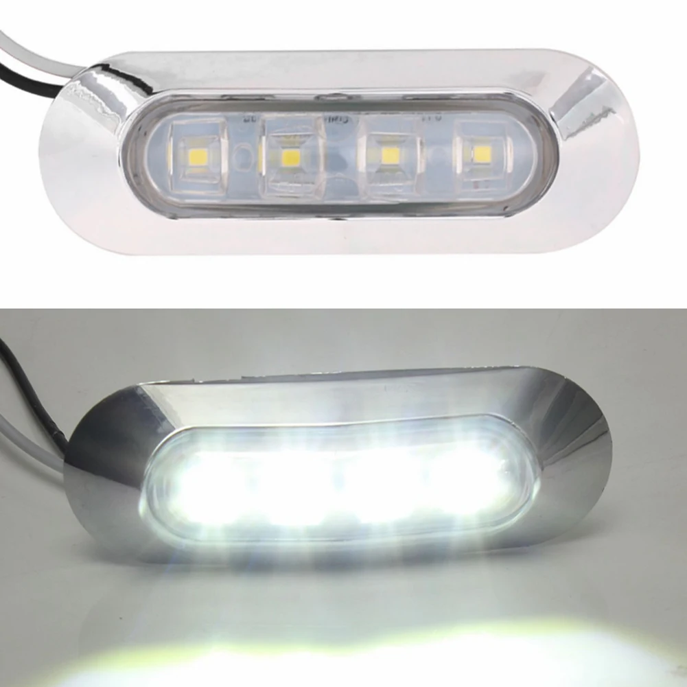 2PCS LED Marine Boat Courtesy Light 12-30V 6LED Waterproof Boat Interior Stern Transom Light Side Marker White Light