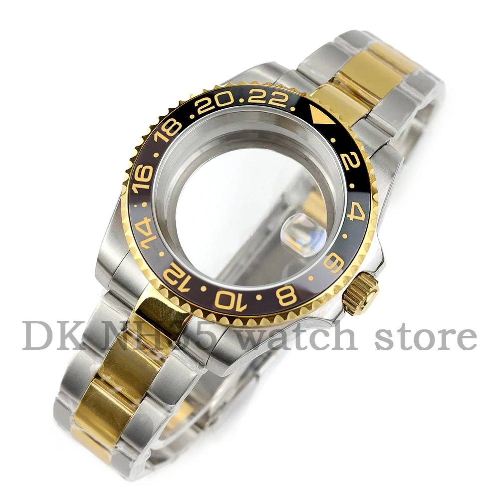 

40mm NH35 Gold Silver Watch Case Waterproof Stainless Steel Fit NH34 NH35 NH36 NH38 Movement Oyster Bracelet Yacht-Master Case