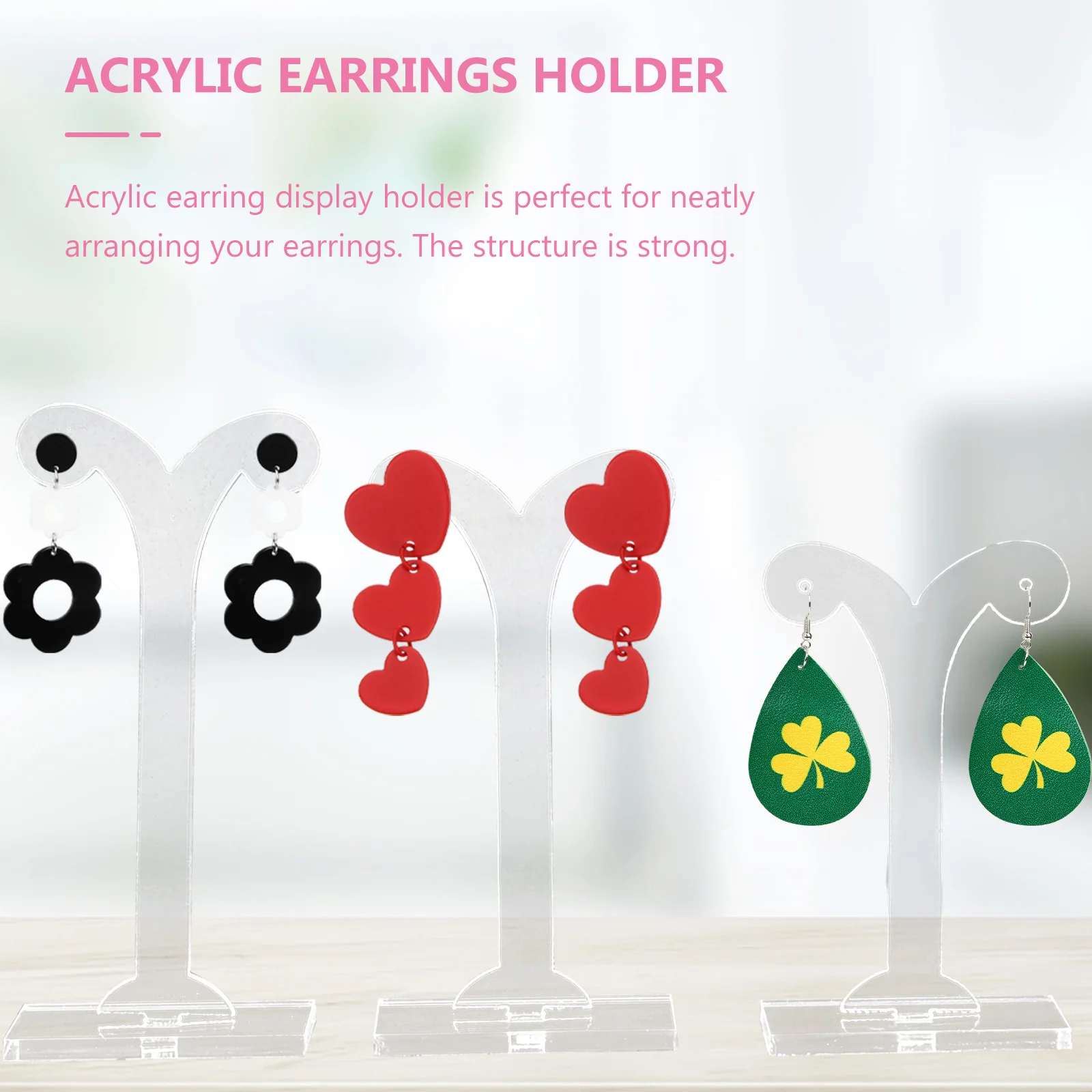 

3Pcs Acrylic Earring Display Racks Sprout Shape Earrings Holder Desktop Jewelry Organizer Storage Rack Stand for Earrings
