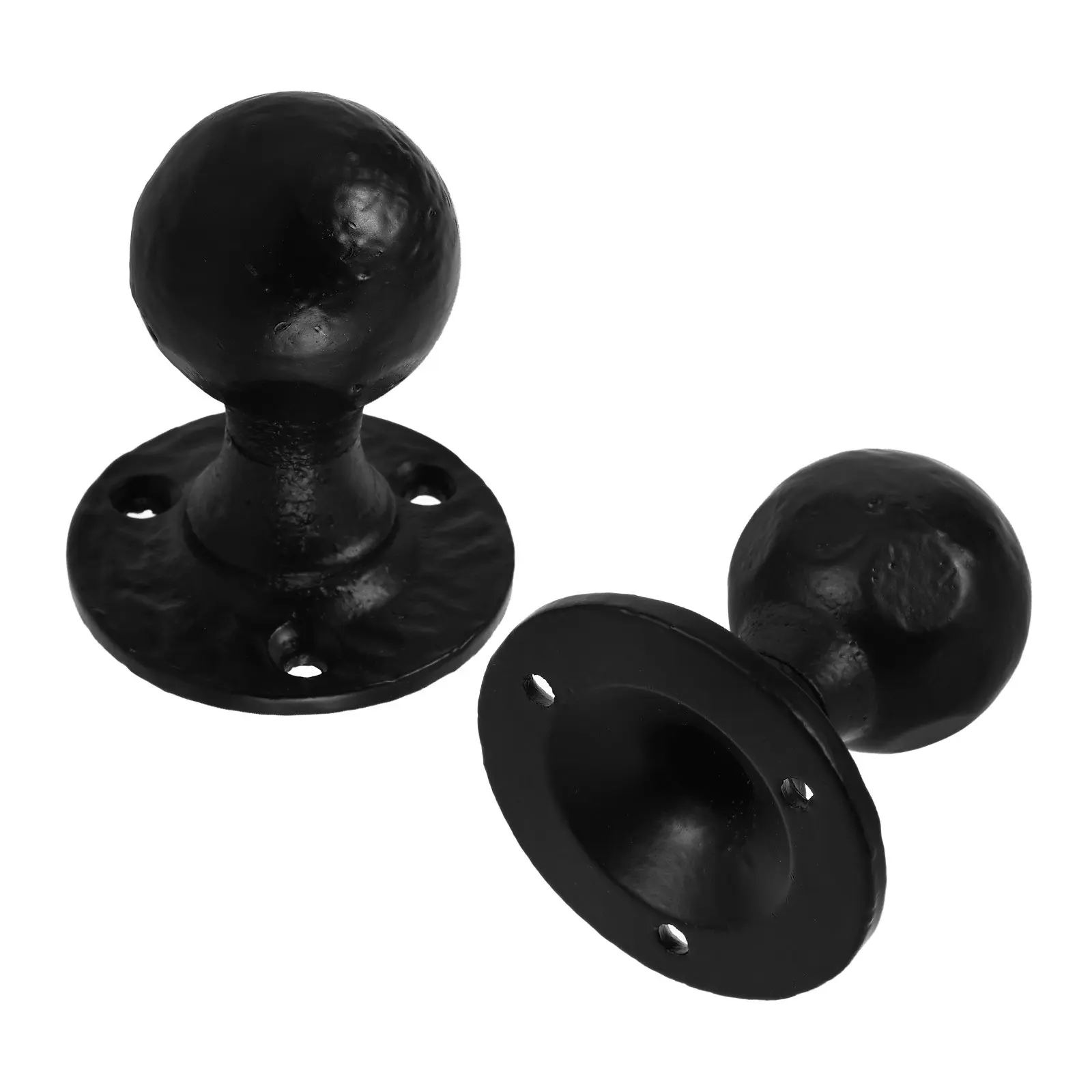 2Pcs Barn Door Handles Sliding Black Cast Iron Round Ball Knobs Heavy Duty Rustic Gate Pulls Farmhouse Door Hardware Outdoor