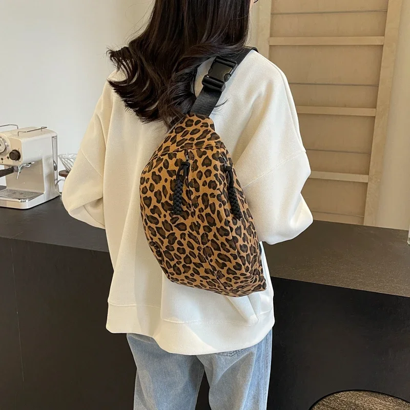 Moda leopardo impressão zíper cintura saco casual portátil crossbody saco para mulher 2024 moda e versátil bolsas para mujeres