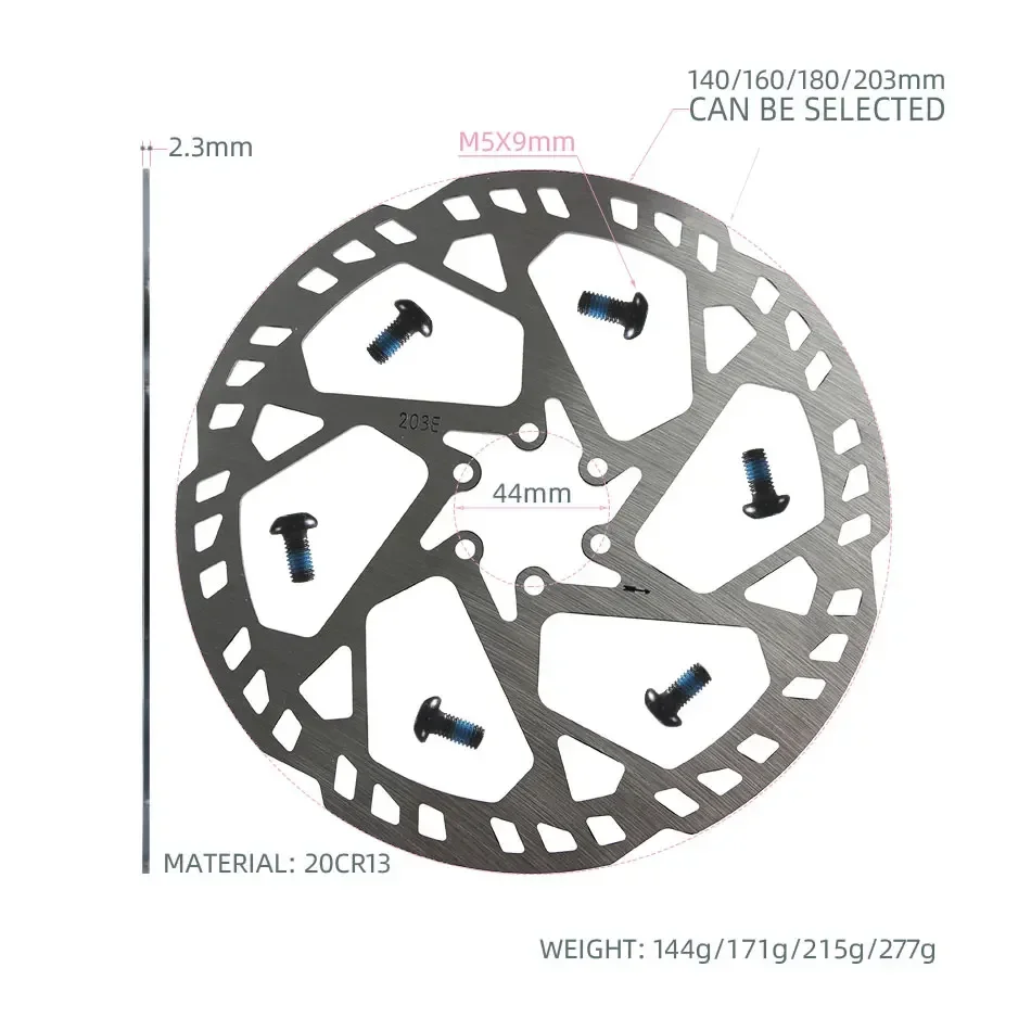 NFOX 160 Six Dings Mountain Road Electric Scooter Bicycle 203 Brake Disc 140 Bike Rotor Pads 180 Thick Plate 2.3mm Accessories