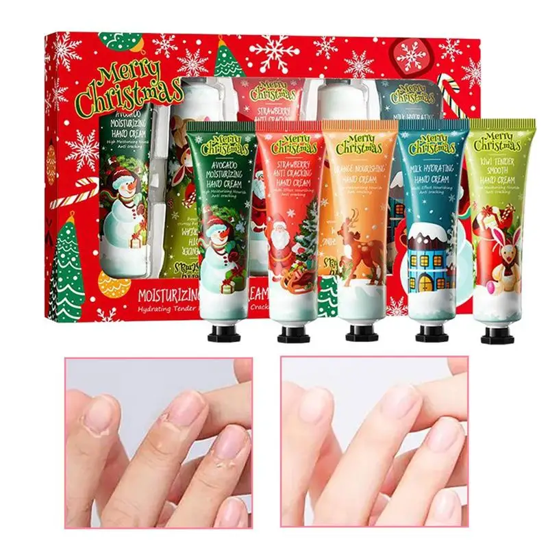 5pcs/set Scented Hand Lotion Plant Fragrance Hand Lotion Moisturizing Repair Anti Dry Nourishing Hands Skincare Lotion Hand care