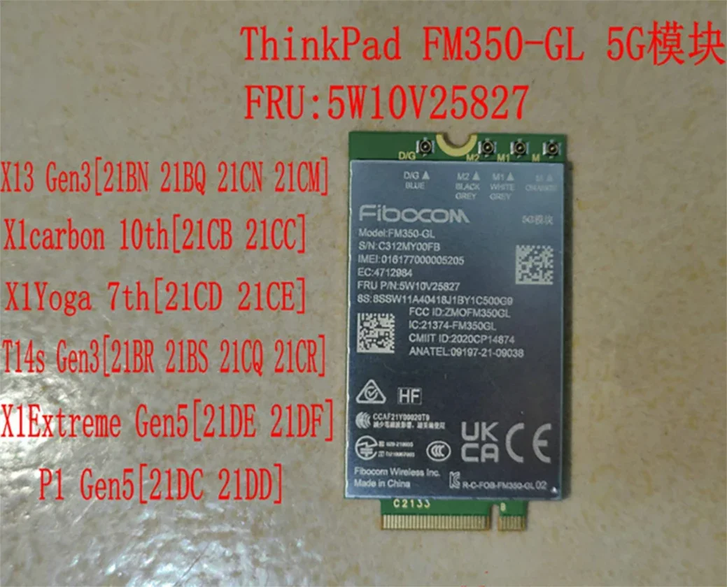 Módulo original fibocom FM350-GL 5w10v25827 5g m.2 para hp x360 830 840 850 g7 laptop 5g lte wcdma 4x4 mimo módulo gnss