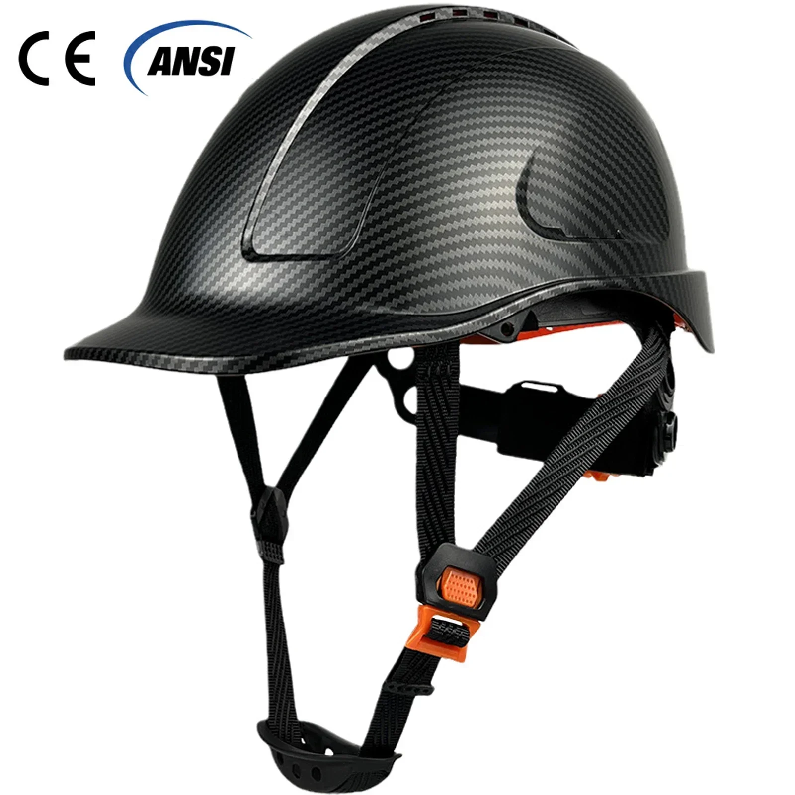 Carbon Fiber Color Work Safety Helmet With Reflectors ABS Industrial Head Protection Construction Hard Hat CE EN397 Standard