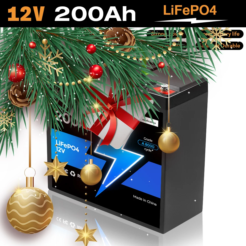 

Upgrade 12V 220Ah LiFePO4 Battery,Built-in 220A BMS, 8000+Cycles,Perfect for RV/Camper, Solar, Marine, Overland/Van, Off-Grid