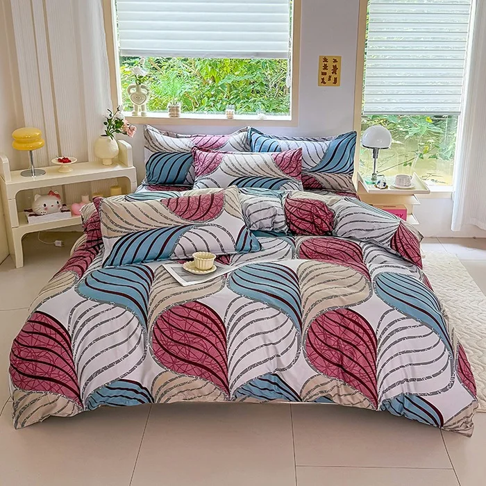 Factory wholesale cross-border export breathable skin-friendly brushed bed sheets, bedspreads and printed two-piece, three-piece