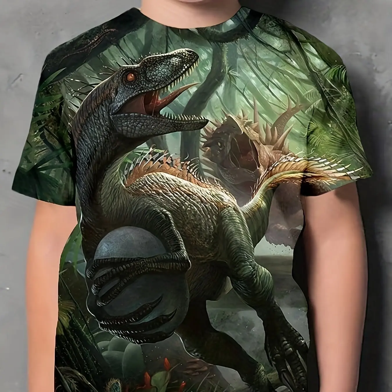 Mode Kleurrijke Dinosaurus 3d Print Kids Meisje Jongen Creatief T-Shirt Casual Korte Mouw Tops Tee Kinderkleding Zomer