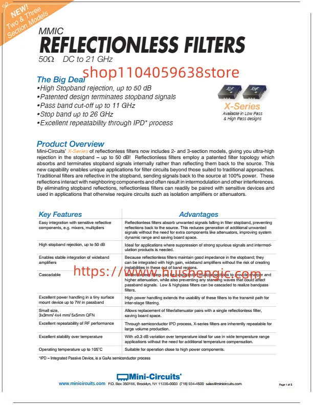 XHF-53H+      8GHz center value frequency high pass RF filter (radio frequency) 6GHz bandwidth 2.5dB 24-VFQFN bare