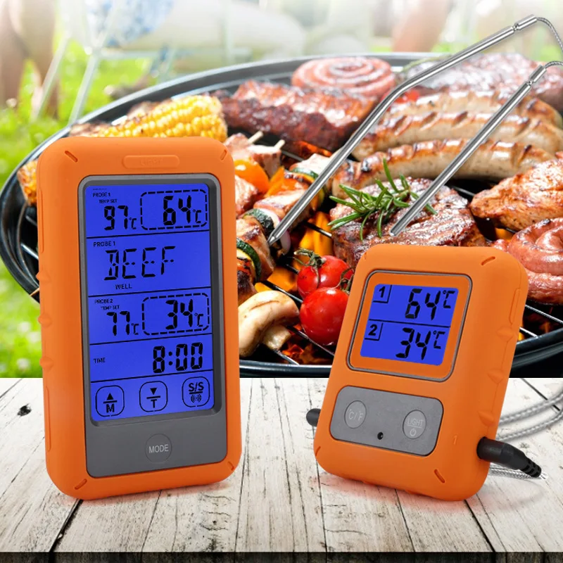 

Wireless Food Dual Probe Thermometer Touch Screen Digital Temperaure Sensor for House Cooking Food Kitchen Oven Meat BBQ Probe