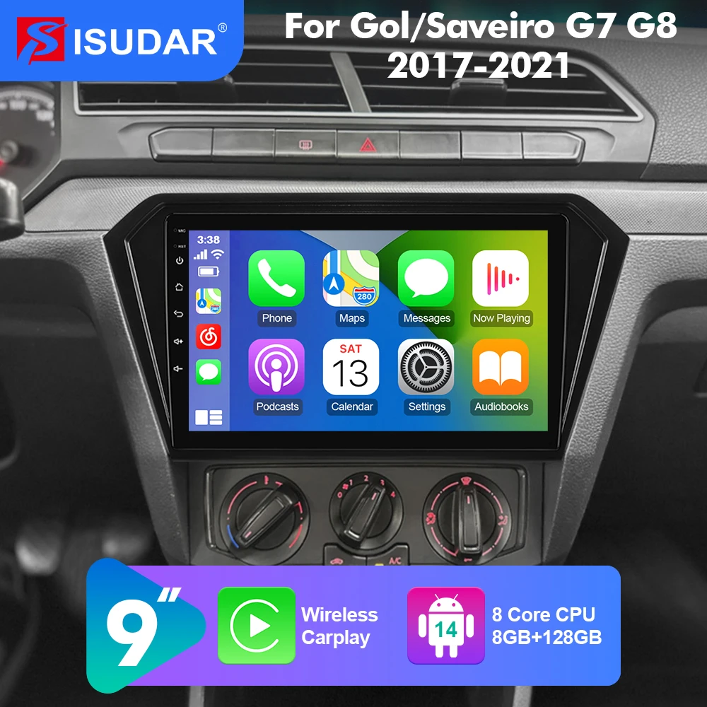 2026 new! ISUDAR 9 Inch Android Car Radio For Volkswagen VW GOL G7/G8 2016-2022 Carplay Auto Stereo 2 Din Head Unit Dash Trim