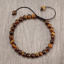 14 Styles 6mm Natural Tiger Eye Stone Bracelet Handmade Adjustable  Healing Energy Bracelets for Women Men Fashion Jewelry Gifts