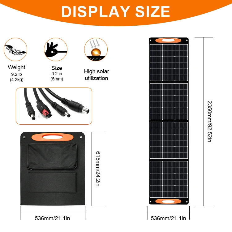 US warehouse EFTE 200W folding solar panel Charger for phone laptop portable solar panel using for battery camping