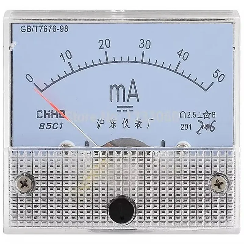 85C1 Plastic Current Measuring DC Milli Ampere Ammeter Panel Meter 0-50MA
