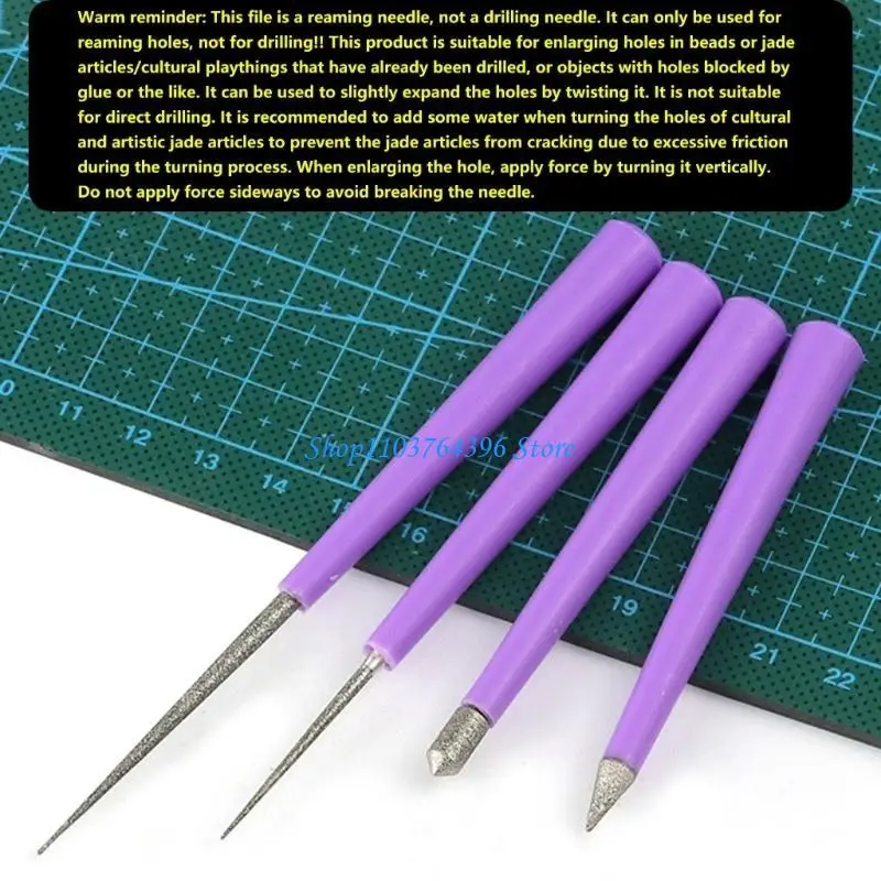 أداة تكبير ثقب الخرز خفيفة الوزن مكونة من 4 قطع من الماس ذات الرؤوس الماسية للاستخدام بنفسك