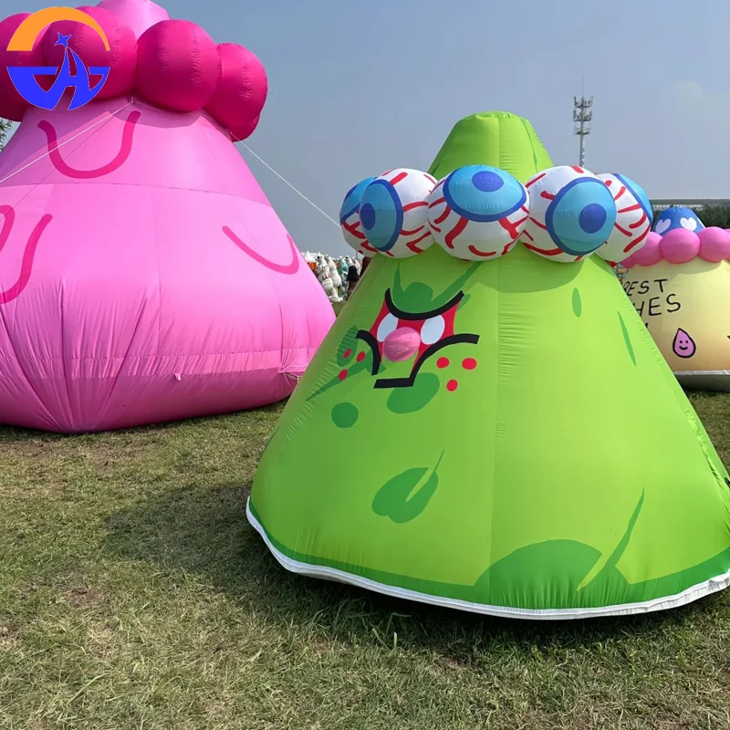 Modelo de aire creativo de volcán multiojos de dibujos animados inflables: accesorios decorativos para actividades al aire libre