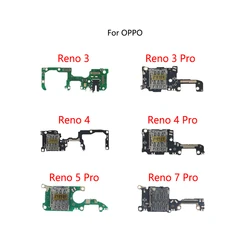 SIM Card Reader Socket Tray Slot Microphone Module Board Signal Antenna Connect Flex Cable For OPPO Reno 3 Pro 4 5 7