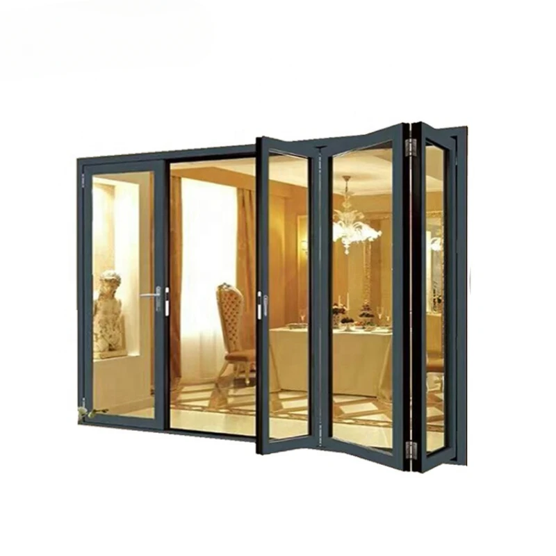 China Best Commercial And Residential Aluminium 4 Panel Exterior Folding Screen  Soundproof Bifold Doors