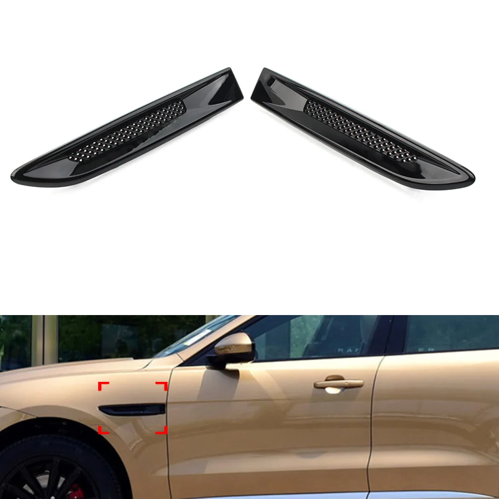 Gloss Black Car Front Side Fender Air Vent Outlet Grille Trim For Jaguar XE F-Pace 2016-2020 For XF X260 2016-2021 T2H17749