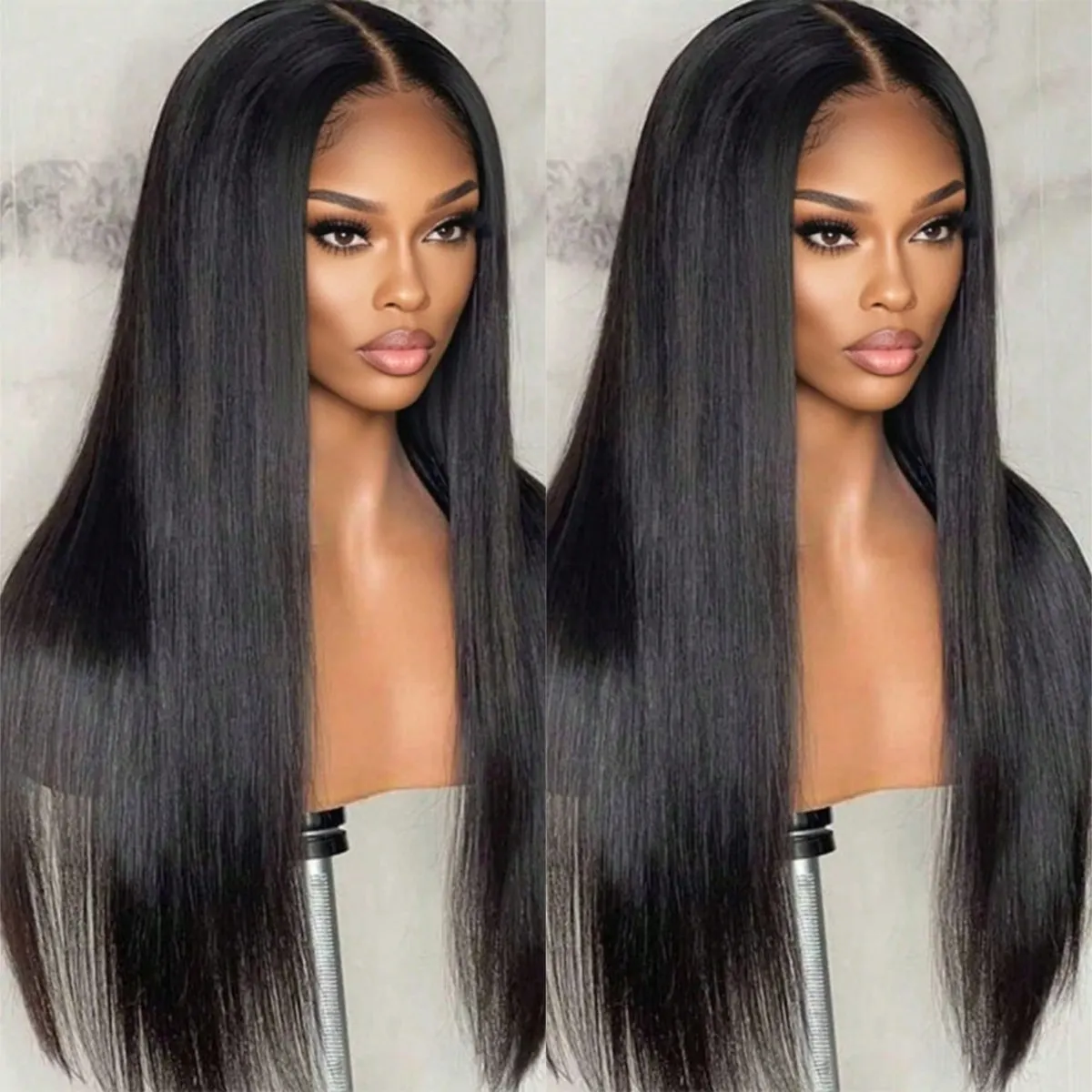 

Парик из натуральных волос Bone Straight, плотность 250, без клея, с предварительно выщипанной линией роста волос, 13x4 HD Lace Front, бразильские прямые черные парики из натуральных волос