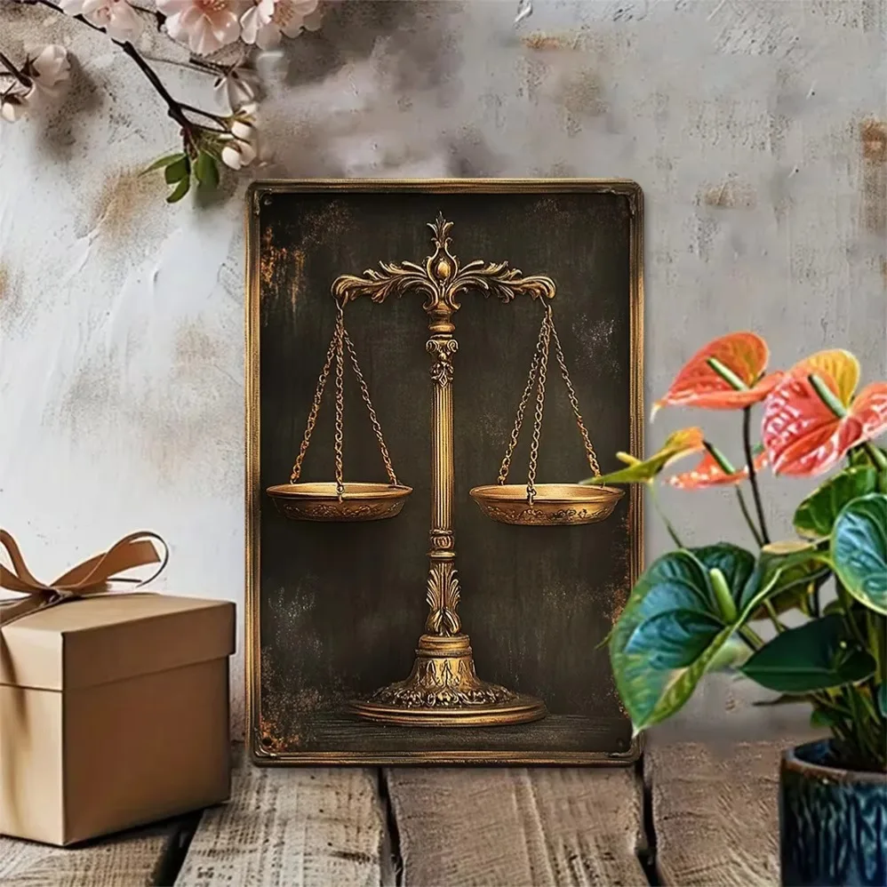 Timeless Vintage Scales of Justice Wall Art — Elegant Holiday Gift & Classic Cafe Decor