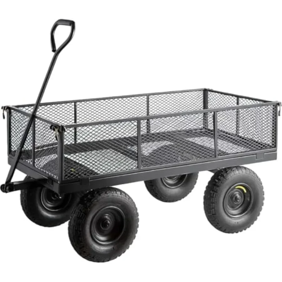 Landscaping, yard, farm, commercial use: steel utility cart, black, 1, 200 lb capacity, removable sides, flatbed conversion, pn