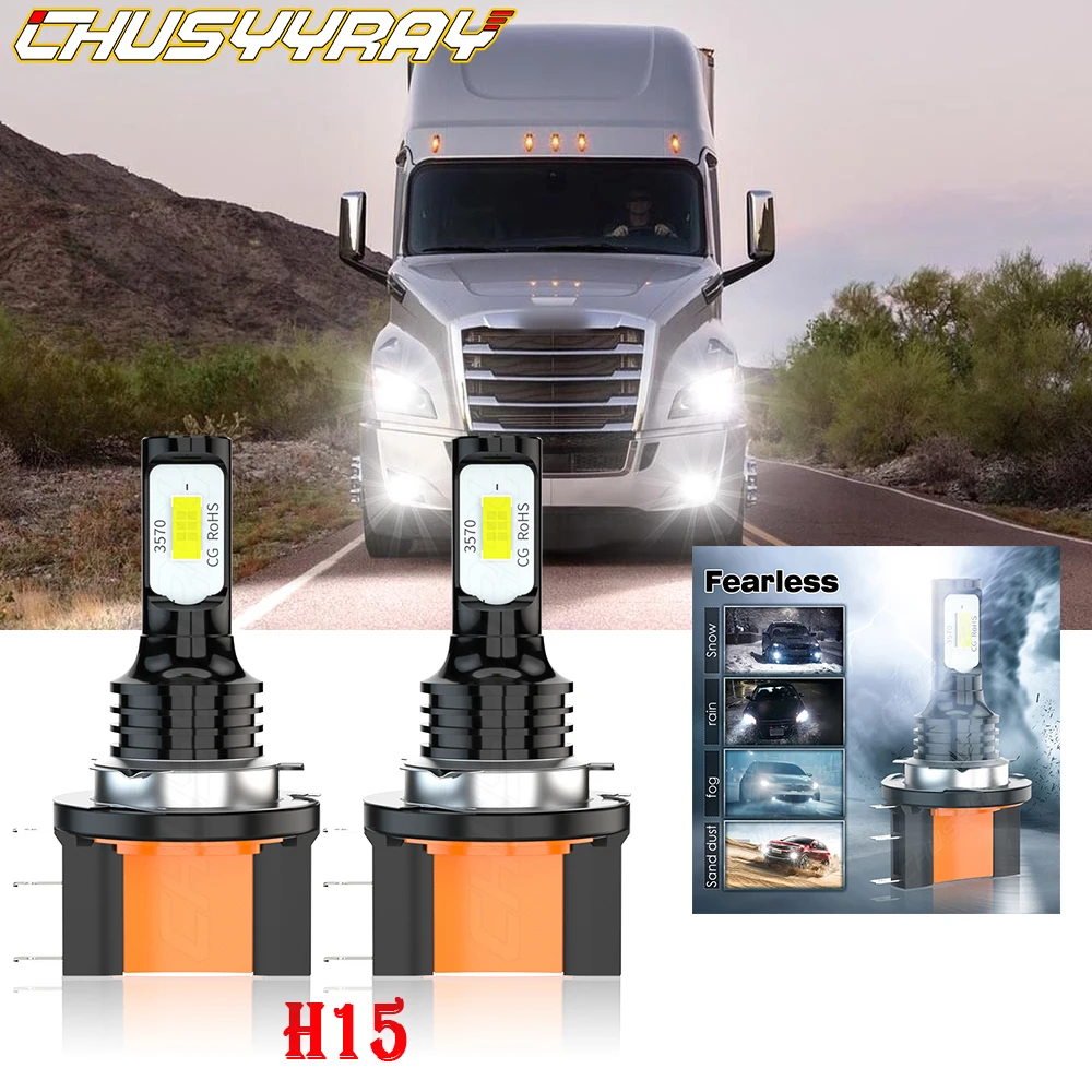 CHUSYYRAY Car lights 2X Compatible for Freightliner Sprinter 2500 3500 2019 LED H15 Headlights H15 Bulbs High Beam DRL Bulbs