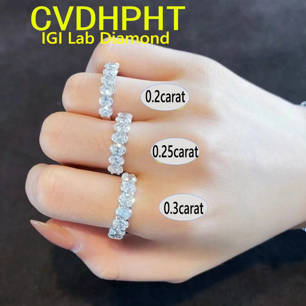 

Pt950 Gold Lab grown diamonds Diamond Wedding Ring In DEF Color Ranging 7pcs Oval cut From 0.2 Ct to 0.5ct ﻿eternity band ring