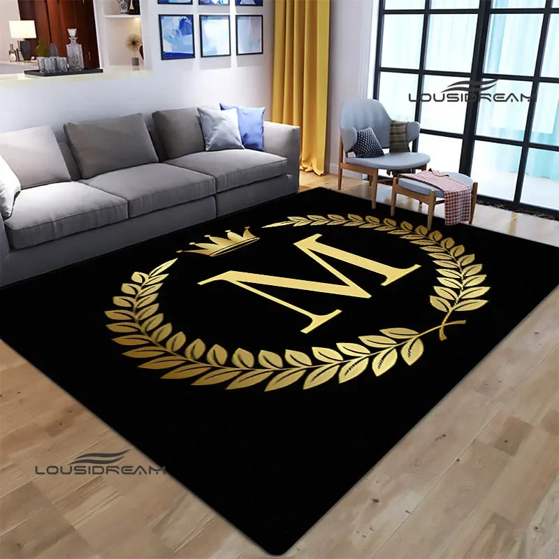 Golden Crown letters printed carpet non -slip carpet bedroom decoration living room decoration washroom floor mat birthday gift