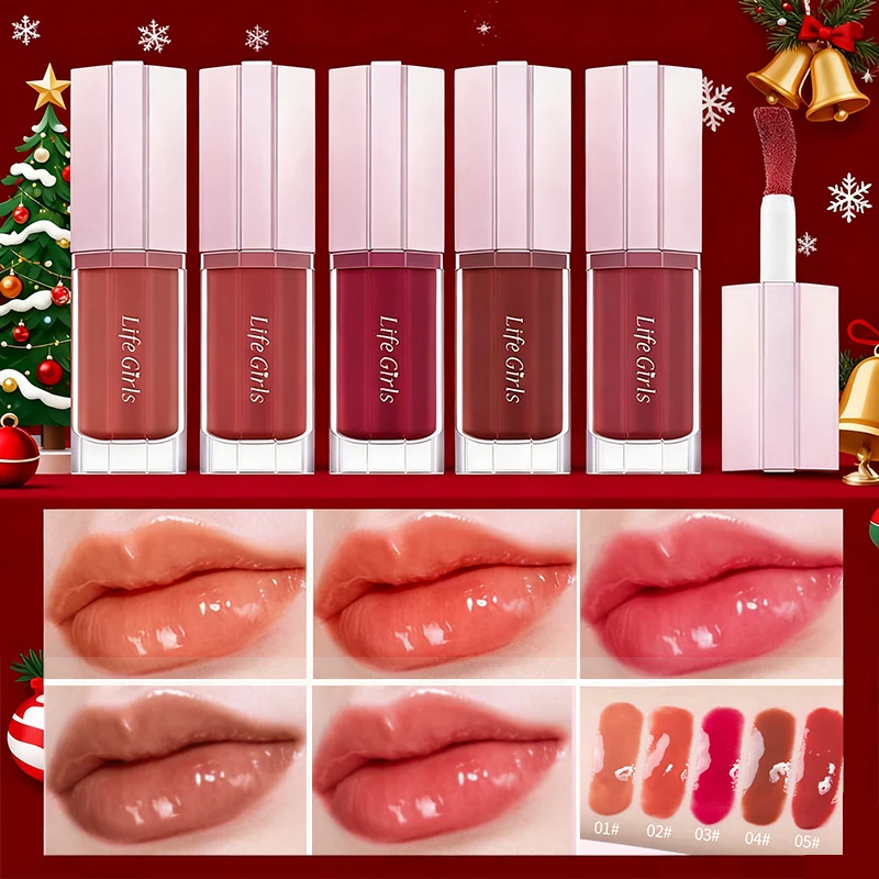 Świąteczny błyszczyk do ust, naturalne nakładanie, błyszczyk do ust nieprzywierający do kubka, nie blaknie, długotrwały makijaż