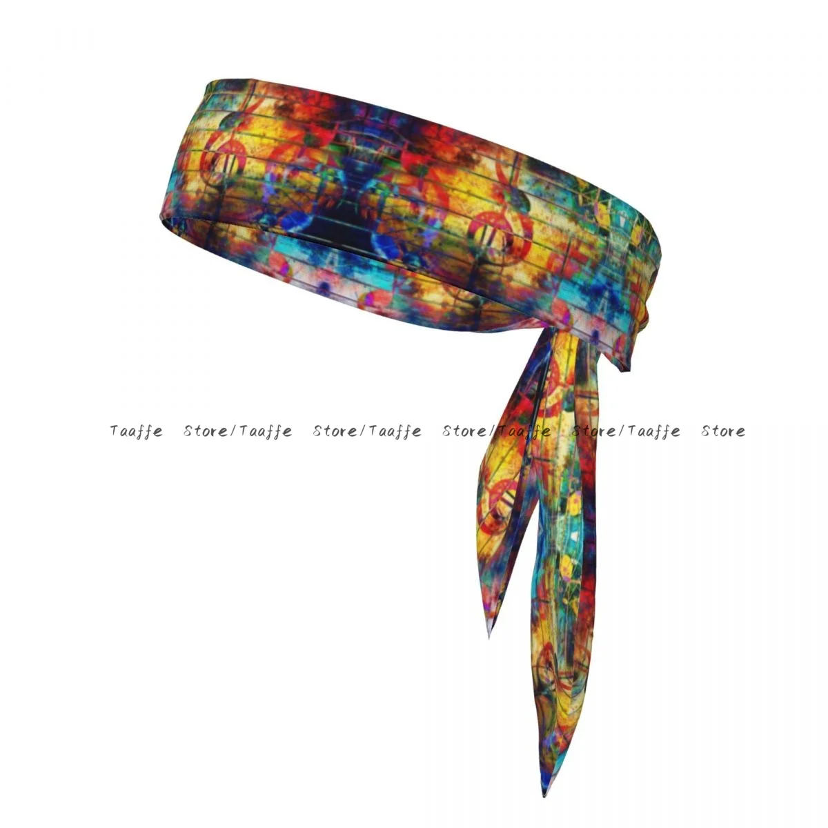 

Tie Headbands Abstract Colorful Music Notes And Violin Clef Sports Head Band Athletic Sweatband Bandana Sweat Wicking