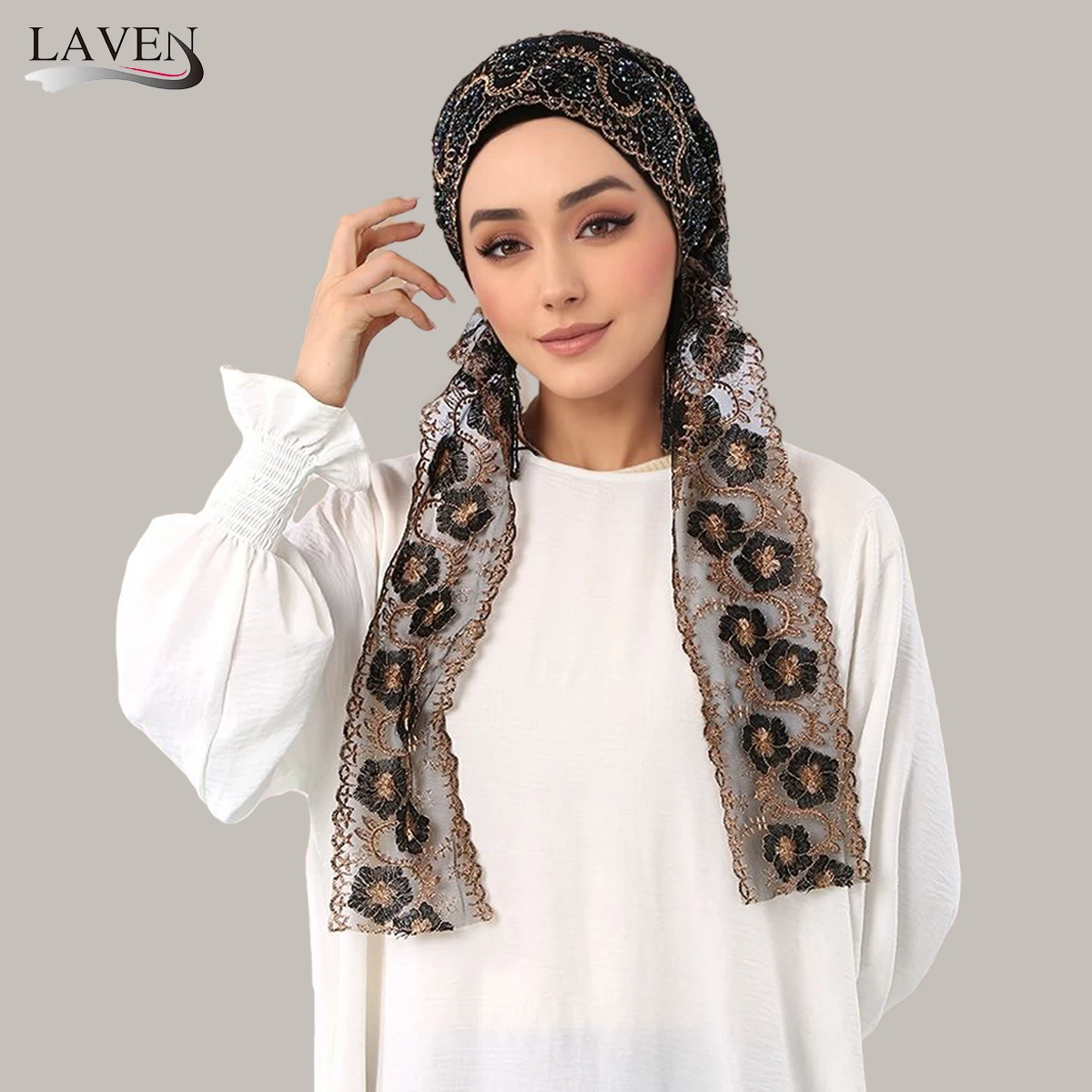 

Лента из бисера, вышитая кружевная шляпа, шапки, женские мусульманские хиджабы, Дубай, стиль ленты, капот, великолепный вечерний стиль, тюрбан Femme Ramadan