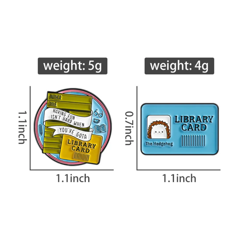 Funny Library Card Themed Brooch Cartoon Avatar Stack Book Copy Badge Literary Book Fans' Bags Clothes Decorative Accessories