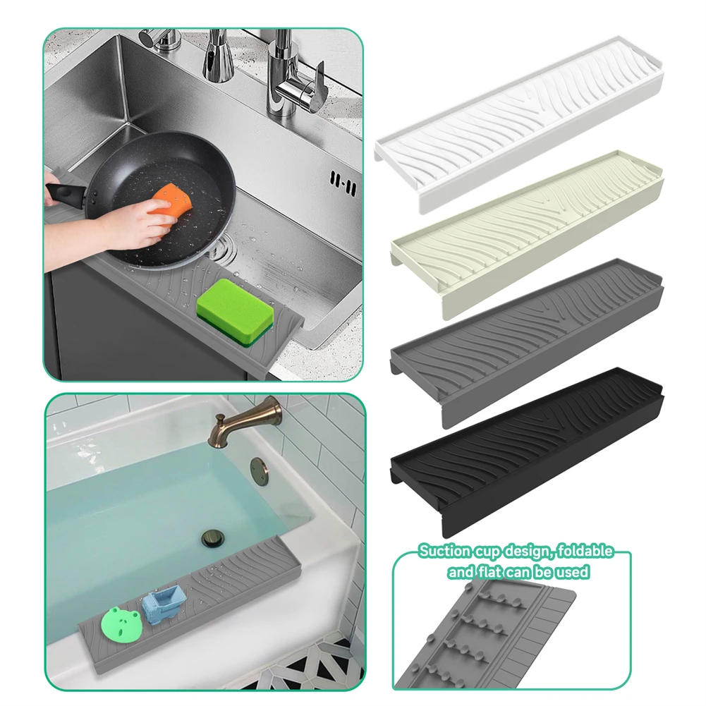 1pcs Sink Edge Protector Silicone Kitchen Edge Protector Bathtub Water Splash Guard Countertop Protector Anti-splash Stopper