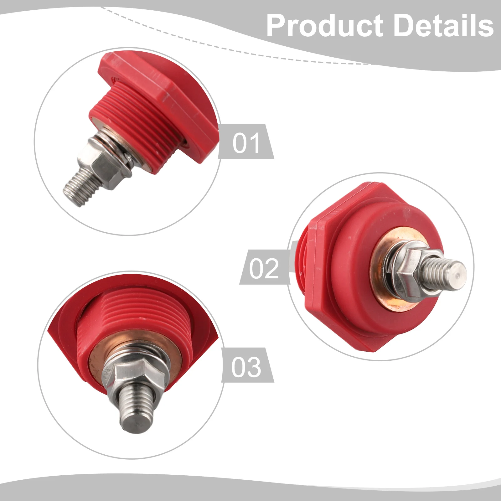 

3/8in Stud Connector 48V DC Post Connectors Glass-Filled Nylon Bushing Multiple Color Options Nickel Plated Mild Steel