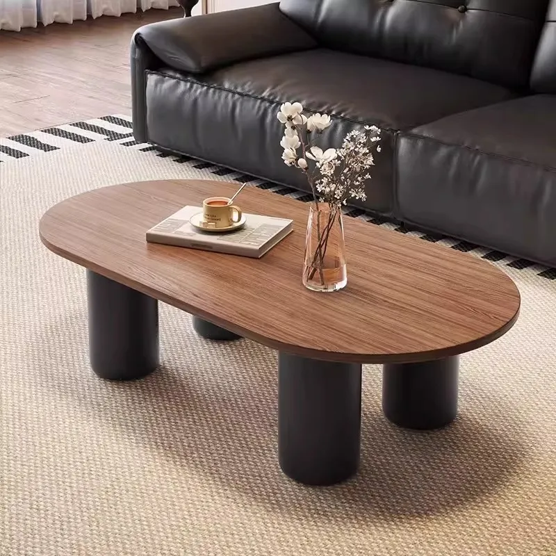 Oval coffee table solid wood slate designer living room small apartment coffee table