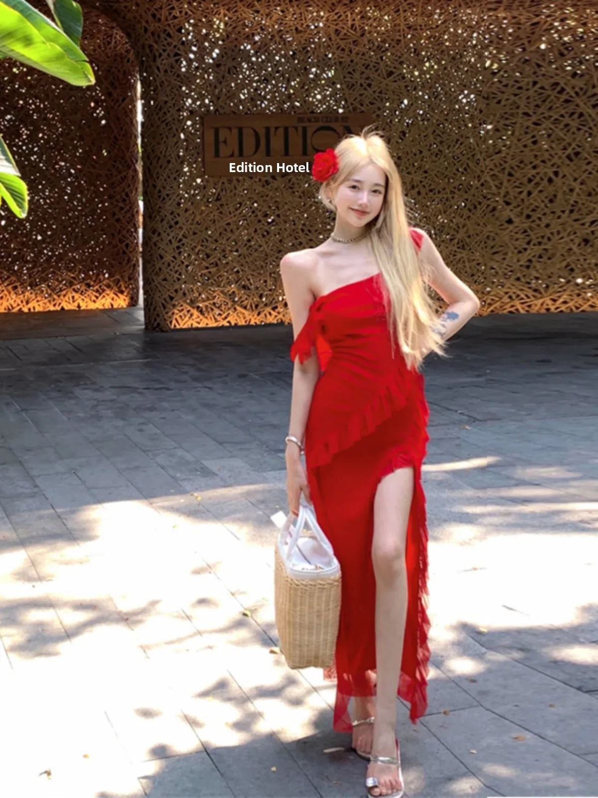 

Beach Vaion Красная асимметричная юбка-платье с завышенной талией, длинная юбка с высокой талией, силуэт X-образной формы, летняя мода