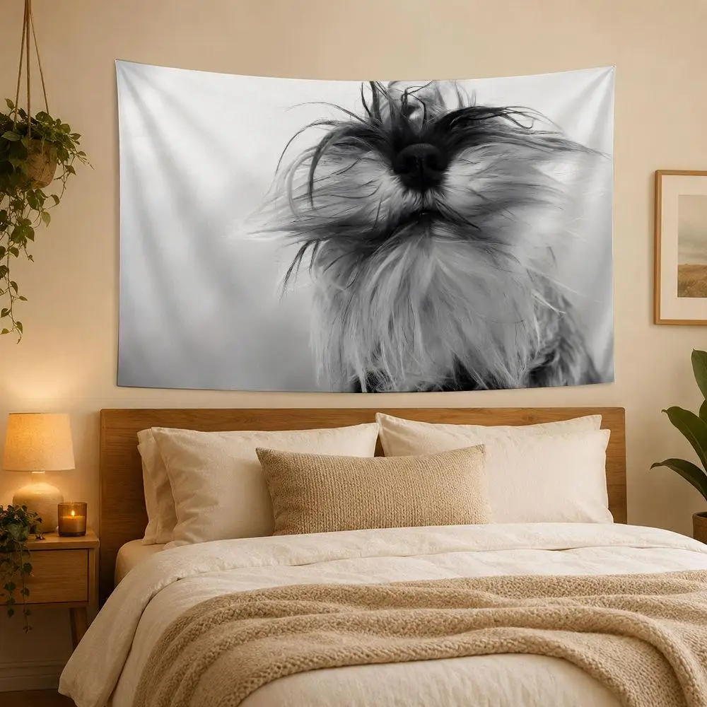 Miniature Schnauzer Tapestry House Bedroom Living Bar Garden Microfiber Decoration Background