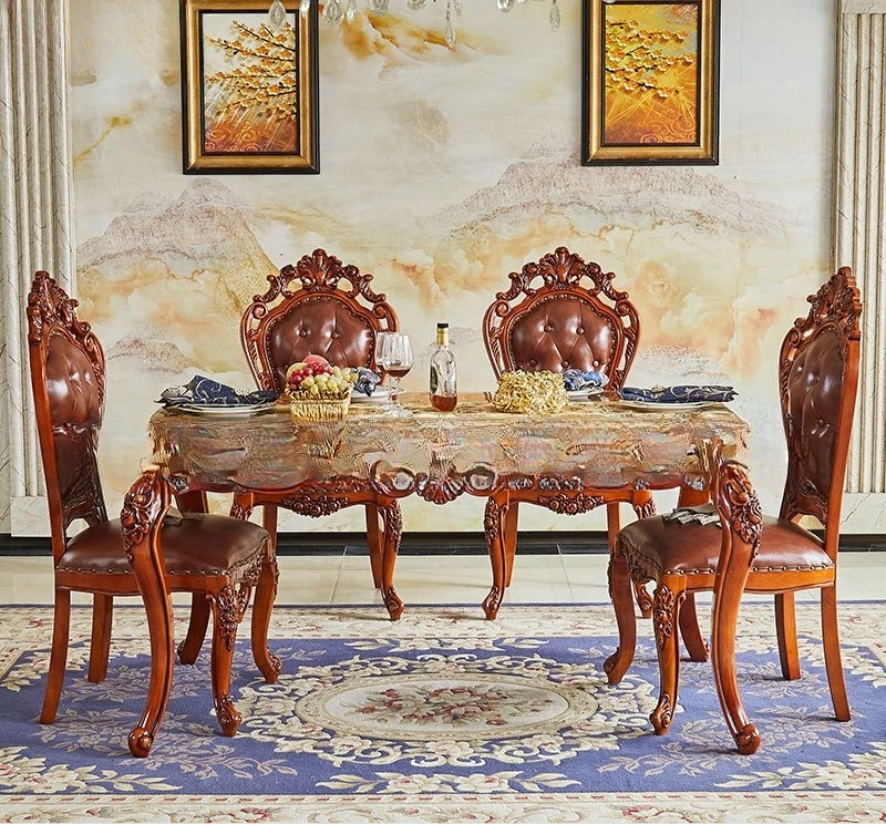 European solid wood marble dining table rectangular square  long table dining dining chair combination