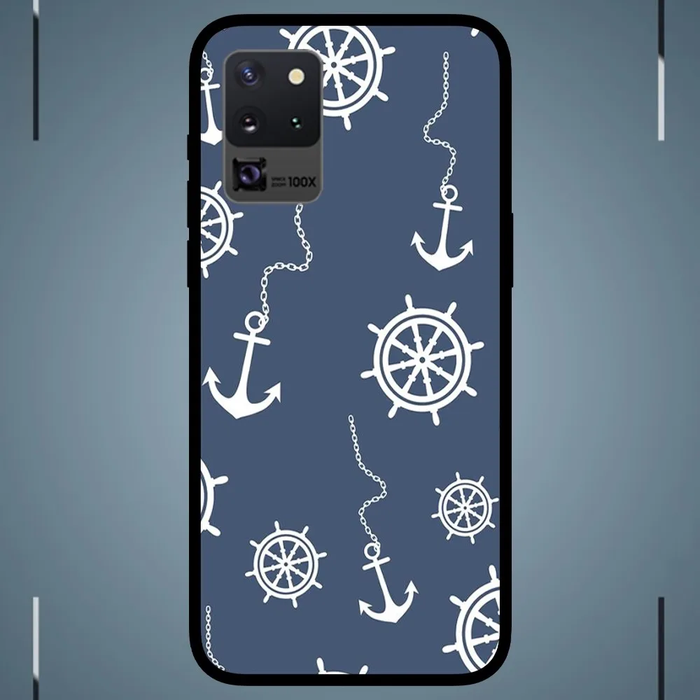 Classical Small Anchors Phone Case For Samsung Galaxy S24 S23 S22 S21 S20 FE Note 20 Ultra 5G Black Phone Case