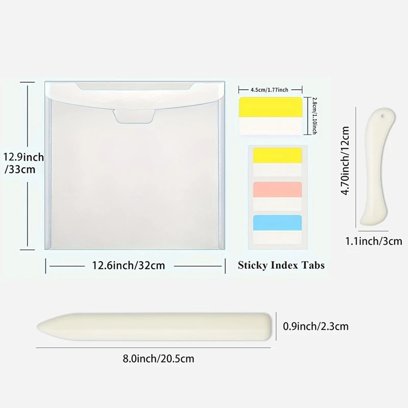 Organizer kertas Scrapbook 12Pc dengan Label indeks lengket untuk kertas 12 inci, Kertas vinil, tas penyimpanan kartu kertas vinil bening