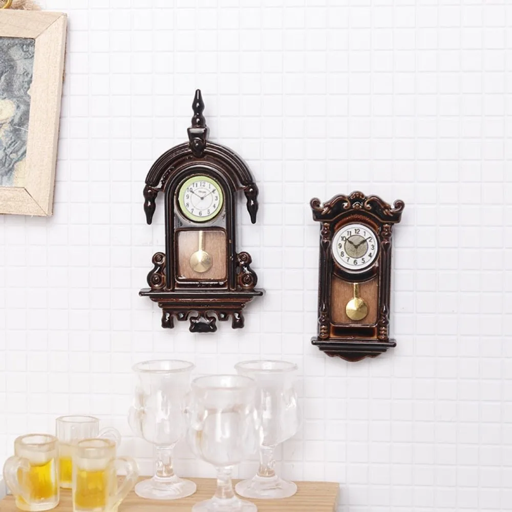 1/12th Scale Doll House Wall Clock Retro Classic Wall Clock Model Micro Scene Simulation Dollhouse Miniatures Living Room Decor view 5