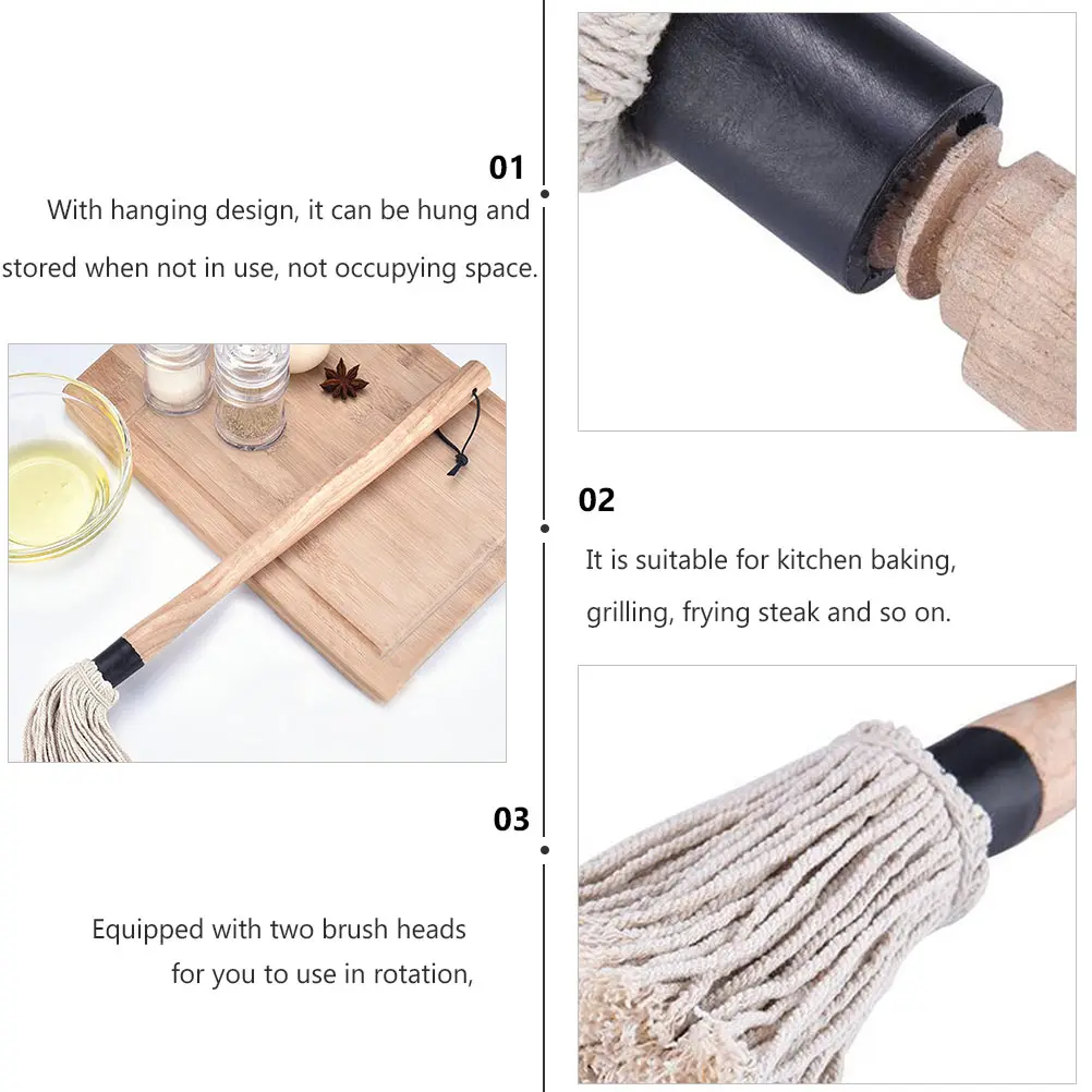 

1 set High-Quality Cotton Yarn Basting Kitchen Oil Brush For Baking Grilling Bbq Accessories Hanging Design Cooking Brush Set