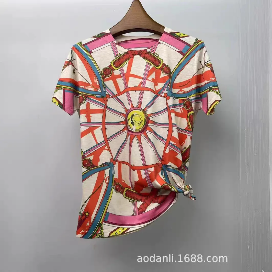 2025 Bedrukte T-shirts Vrouwen Zomer Korte Mouw Vintage Kleding Casual Cartoon Patroon Slim Fit Tops T-shirt Femme Ropa Mujer