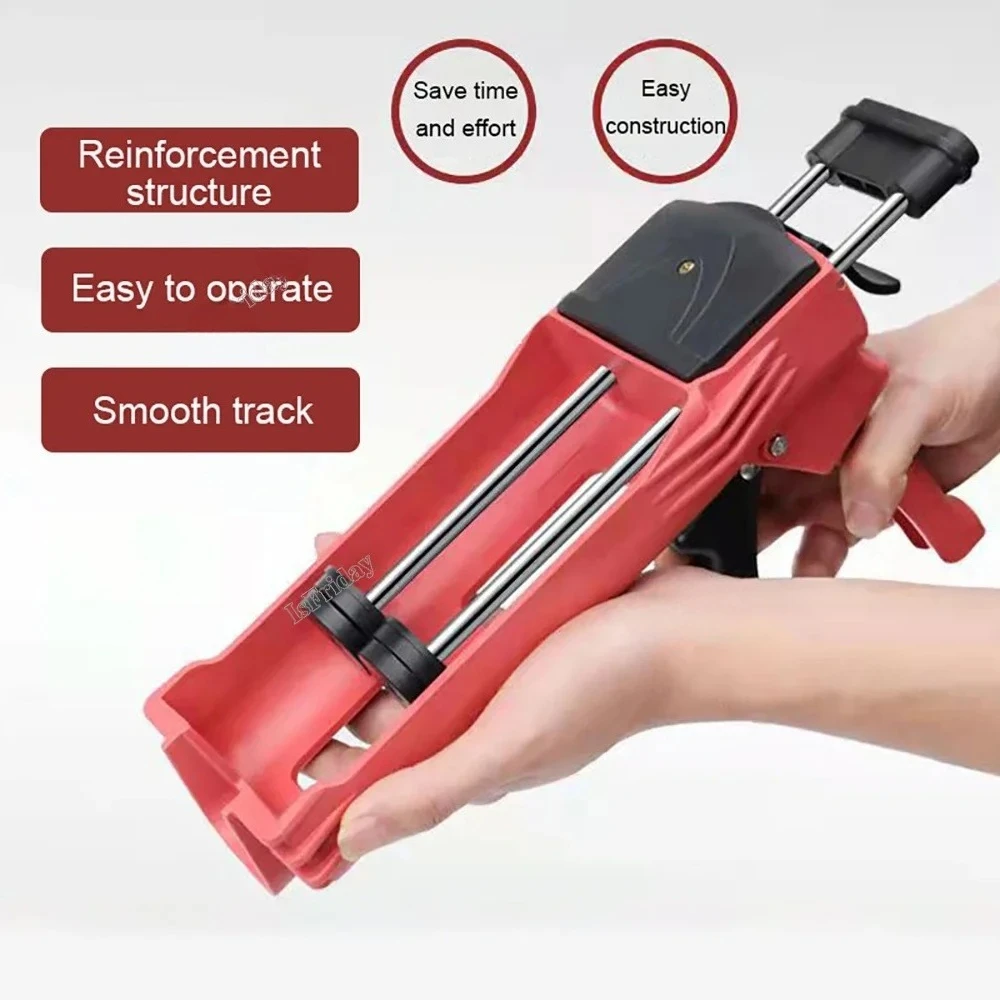 400ml Steel Dual Component Cartridge Gun Applicator Hydraulic Manual Handheld Caulk Glue Gun for Ceramic Tile Seam Home Repair