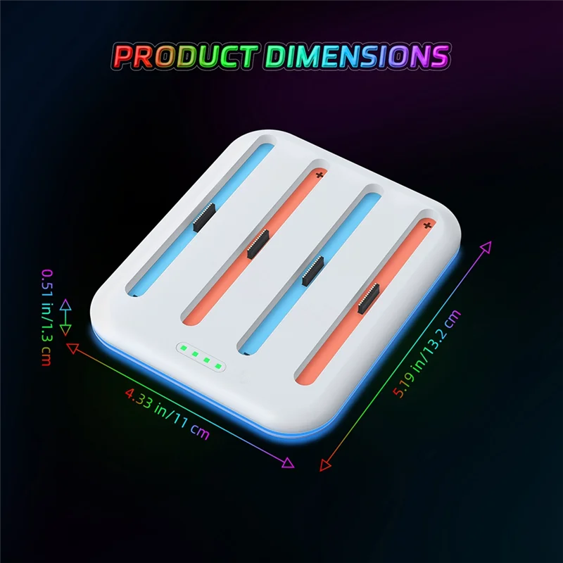 VO-For Joy-Con جهاز شحن لنينتندو سويتش 2 مؤشر LED 4-محطة شاحن وحدة التحكم مع كابل B