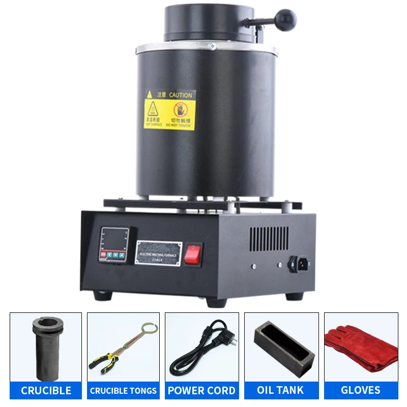 

1500W Gold Melting Furnace 1-3 KG Electric Melting Furnace with Crucible and Ingot Mold Gold Silver Furnace Kit Crucible Machine