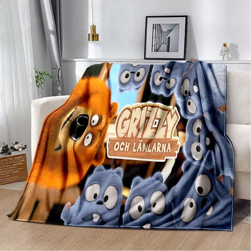 3D Grizzy und The Lemmings Cartoon-Decke, weiche Überwurfdecke für Zuhause, Schlafzimmer, Bett, Sofa, Picknick, Reisen, Büro, Decke für Kinder
