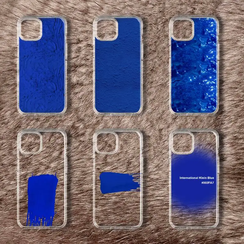 Klein Blue Oil Paint Phone Case For iPhone 11 12 Mini 13 14 Pro XS Max X 8 7 6s Plus 5 SE XR Transparent Shell